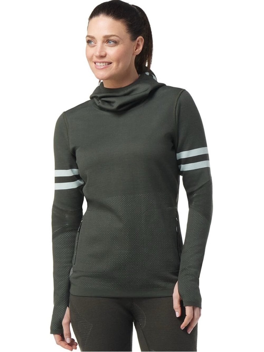 SmartWool Intraknit Merino Tech Cowl Neck Pullover Hoodie Sweatshirt Womens